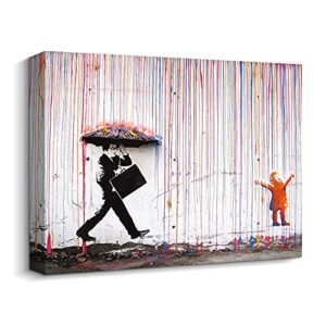 creoate banksy graffiti paintings wall art, abstract colorful graffiti street art canvas print artwork home office wall decor for bedroom, bathroom,gallery wrapped, 12″ x 16″…