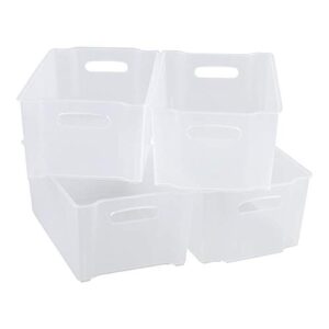 cadineus 4-pack stackable organizer bins, clear stackable storage bins