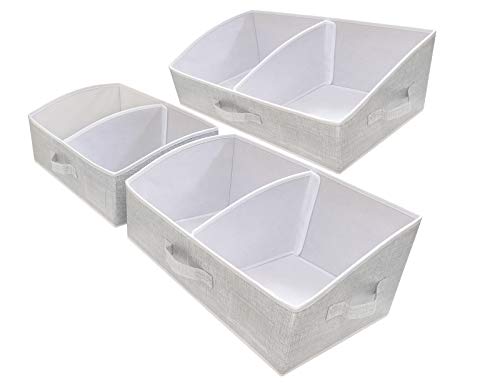 UNAMAX 3 Packs Closet Storage Bins - Trapezoid Large Storage Box - Foldable Fabric Baskets for Organizing Clothes - Baby Toiletry, Toys, Towel, DVD, Book (Grey, 20 x 11.2 x 8.3 inches)