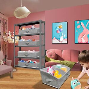 UNAMAX 3 Packs Closet Storage Bins - Trapezoid Large Storage Box - Foldable Fabric Baskets for Organizing Clothes - Baby Toiletry, Toys, Towel, DVD, Book (Grey, 20 x 11.2 x 8.3 inches)