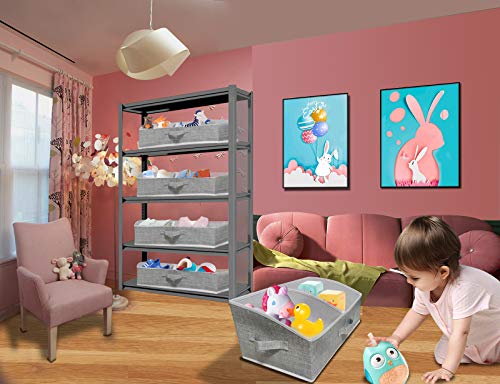 UNAMAX 3 Packs Closet Storage Bins - Trapezoid Large Storage Box - Foldable Fabric Baskets for Organizing Clothes - Baby Toiletry, Toys, Towel, DVD, Book (Grey, 20 x 11.2 x 8.3 inches)