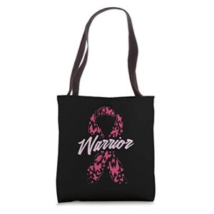 breast cancer awareness pink ribbon warrior gift tote bag
