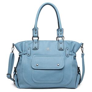 lokalyo roomy fashion hobo womens handbags ladies purse satchel shoulder bags tote vegan leather bag travel bags(sky blue)