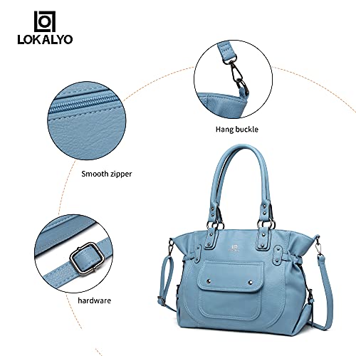 LOKALYO Roomy Fashion Hobo Womens Handbags Ladies Purse Satchel Shoulder Bags Tote Vegan Leather Bag Travel bags(SKY Blue)