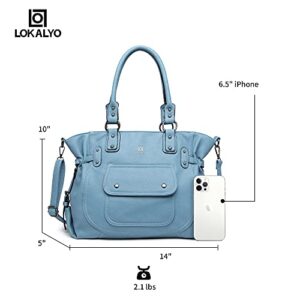 LOKALYO Roomy Fashion Hobo Womens Handbags Ladies Purse Satchel Shoulder Bags Tote Vegan Leather Bag Travel bags(SKY Blue)