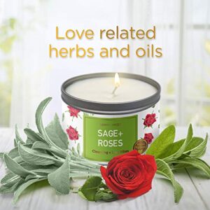 MAGNIFICENT 101 SAGE + Roses Aromatherapy Candle for House Energy Cleansing, Banishes Negative Energy I Purification and Chakra Healing - Natural Soy Wax Tin Candle for Aromatherapy 6oz