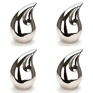 beautiful unique teardrop small urns for human ashes adult male female set of 4 decorative cremation keepsakes mini funeral family sharing urns for token ashes with velvet bags silver 3 inch size