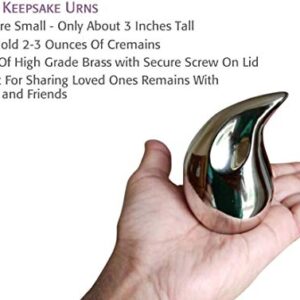 Beautiful Unique Teardrop Small Urns for Human Ashes Adult Male Female Set of 4 Decorative Cremation Keepsakes Mini Funeral Family Sharing Urns for Token Ashes with Velvet Bags Silver 3 Inch Size