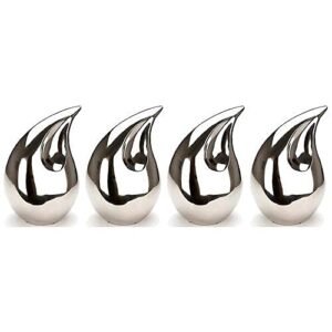 Beautiful Unique Teardrop Small Urns for Human Ashes Adult Male Female Set of 4 Decorative Cremation Keepsakes Mini Funeral Family Sharing Urns for Token Ashes with Velvet Bags Silver 3 Inch Size