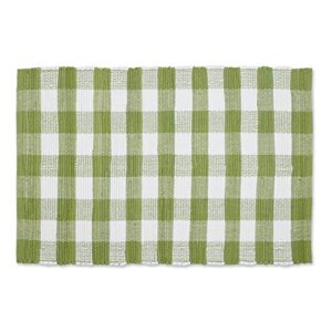 dii buffalo check rug collection, hand dyed reversible chindi rug, 26×40, antique green