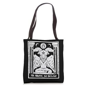 baphomet occult as above so below satan devil satanist tote bag
