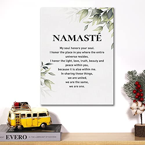 Yoga Canvas Wall Art Inspirational Namaste Definition Canvas Print Positive Meditation Canvas Painting Home Bedroom Wall Decor Framed Gift 12x15 Inch