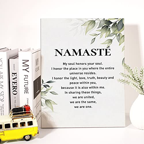 Yoga Canvas Wall Art Inspirational Namaste Definition Canvas Print Positive Meditation Canvas Painting Home Bedroom Wall Decor Framed Gift 12x15 Inch