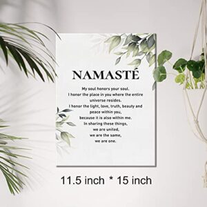 Yoga Canvas Wall Art Inspirational Namaste Definition Canvas Print Positive Meditation Canvas Painting Home Bedroom Wall Decor Framed Gift 12x15 Inch