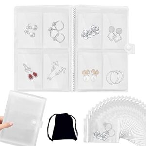 transparent jewelry storage book, jewelry storage albumwith 50 zipper bag, portable travel jewelry organizer storage book for rings, necklace, bracelets, stud, and earrings (160 grids + 50 thicken pvc bags)