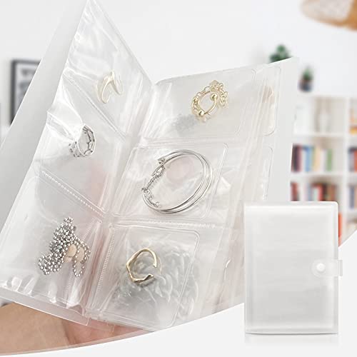 Transparent Jewelry Storage Book, Jewelry Storage Albumwith 50 Zipper Bag, Portable Travel Jewelry Organizer Storage Book for Rings, Necklace, Bracelets, Stud, and Earrings (160 Grids + 50 Thicken PVC Bags)