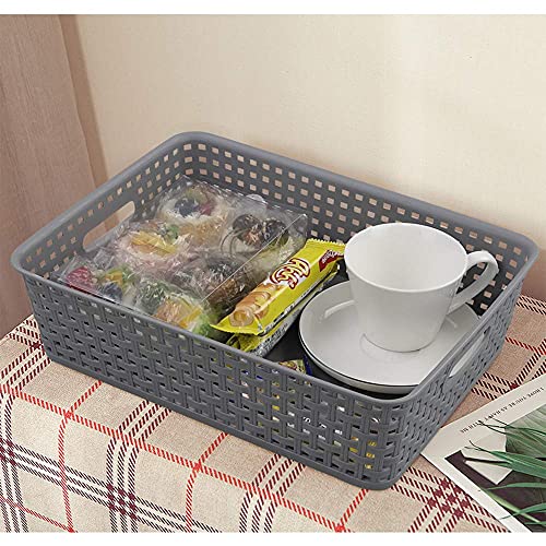 Zerdyne 4-Pack Storage Basket Tray, Plastic Paper Storage Basket Tray, Gray