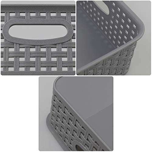 Zerdyne 4-Pack Storage Basket Tray, Plastic Paper Storage Basket Tray, Gray