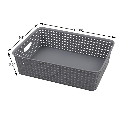 Zerdyne 4-Pack Storage Basket Tray, Plastic Paper Storage Basket Tray, Gray