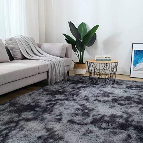 4X6 Dark Grey Area Rugs Modern Home Decorate Soft Fluffy Carpets for Living Room Bedroom Kids Room Fuzzy Plush Non-Slip Floor Area Rug Fluffy Indoor Carpet