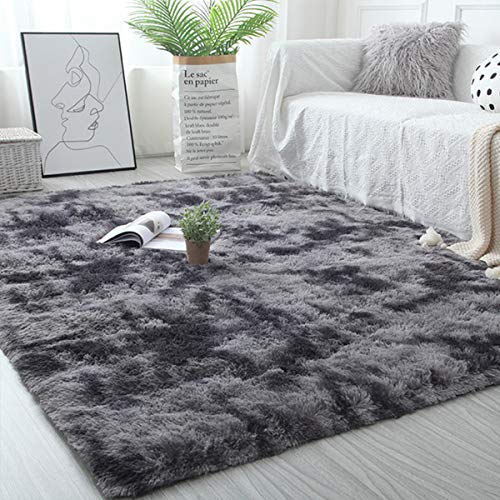 4X6 Dark Grey Area Rugs Modern Home Decorate Soft Fluffy Carpets for Living Room Bedroom Kids Room Fuzzy Plush Non-Slip Floor Area Rug Fluffy Indoor Carpet