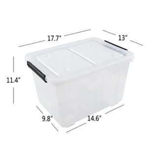 Sosody 30 Quart Clear Large Storage Boxes with Wheels, Plastic Stackable Bins with Lids, 4-Pack