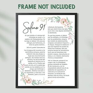 Salmo 91 En Espanol Wall Decor - Psalm 91 Cuadro - Christian Wall Decor In Spanish - 8x10 - Unframed