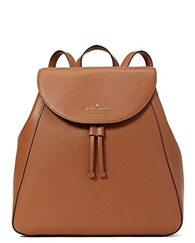 KATE SPADE LEILA LARGE FLAP BACKPACK TOTE BAG GINGERBREAD PEBBLED LEATHER