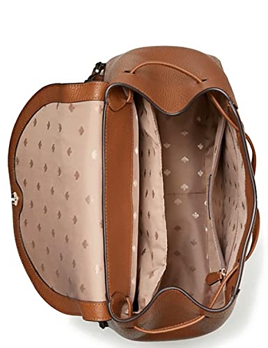 KATE SPADE LEILA LARGE FLAP BACKPACK TOTE BAG GINGERBREAD PEBBLED LEATHER