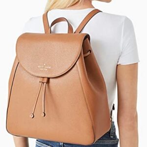 KATE SPADE LEILA LARGE FLAP BACKPACK TOTE BAG GINGERBREAD PEBBLED LEATHER