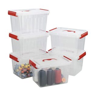 Kiddream 6 Packs Clear Boxes, 6 Quart Plastic Storage Bins with Lids