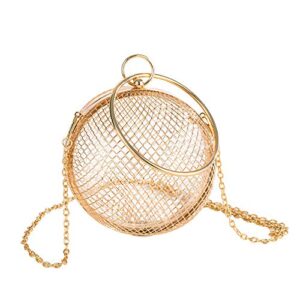 molshine metal hollow round evening handbag, spherical mesh crossbody bags, classic shoulder bag, party clutch purse for women girl home shopping travel outdoor