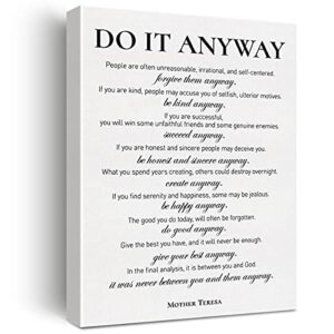 inspirational canvas wall art motivational do it anyway quote canvas print positive canvas painting office home wall decor framed gift 12×15 inch
