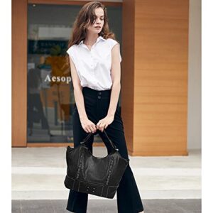 CLUCI Hobo Bags for Women Vegan Leather Purse Fashion Crossbody Shoulder Bags Top Handle Satchels Black