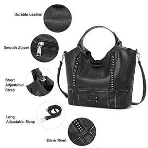 CLUCI Hobo Bags for Women Vegan Leather Purse Fashion Crossbody Shoulder Bags Top Handle Satchels Black