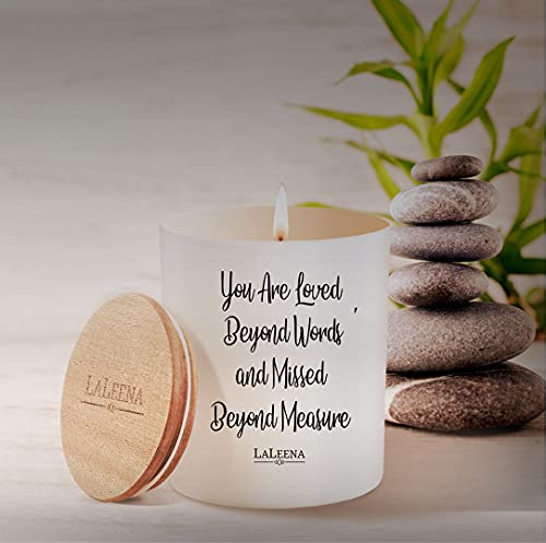 Memorial Candle - LaLeena - Sympathy Candle - Loss of Father Present - Loss of a Mother Sympathy Present - Missing a Friend - Celebration of Life (Loved Beyond Words, Vanilla)
