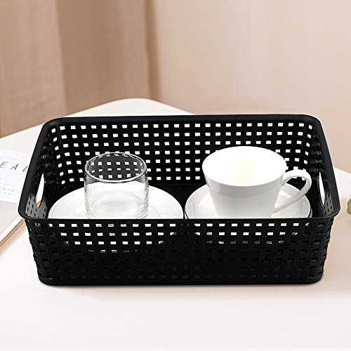 Bringer 4-Pack Plastic Paper Storage Baskets, Black