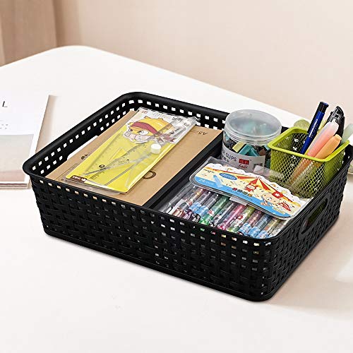 Bringer 4-Pack Plastic Paper Storage Baskets, Black