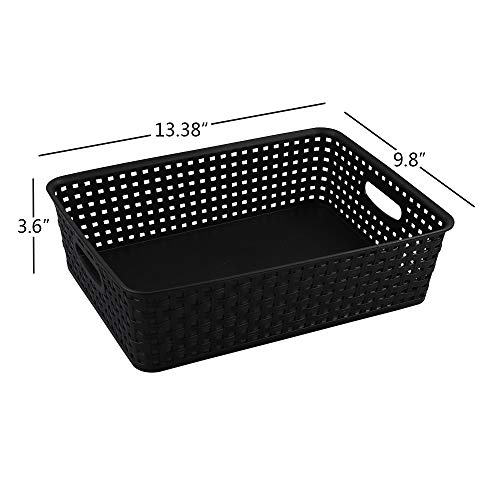 Bringer 4-Pack Plastic Paper Storage Baskets, Black