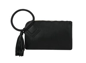 clutch wristlet evening bags purse wallet for women, vegan leather by metro muse (black) small