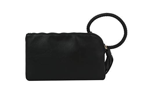 Clutch Wristlet Evening Bags Purse Wallet For Women, Vegan Leather by Metro Muse (Black) Small