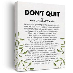 canvas wall art inspirational don’t quit poem canvas print positive painting home wall decor framed gift 12×15 inch
