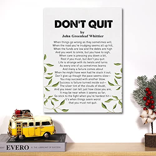 Canvas Wall Art Inspirational Don't Quit Poem Canvas Print Positive Painting Home Wall Decor Framed Gift 12x15 Inch