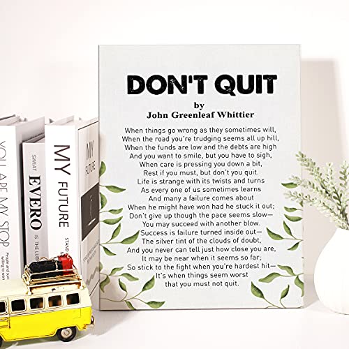 Canvas Wall Art Inspirational Don't Quit Poem Canvas Print Positive Painting Home Wall Decor Framed Gift 12x15 Inch