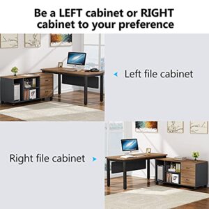 Tribesigns L-Shaped Computer Desk with Storage Drawers Cabinet Set, Large Executive Office Desk with Shelves, Industrial Business Furniture Workstation for Home Office