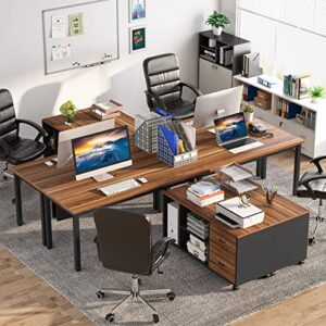 Tribesigns L-Shaped Computer Desk with Storage Drawers Cabinet Set, Large Executive Office Desk with Shelves, Industrial Business Furniture Workstation for Home Office