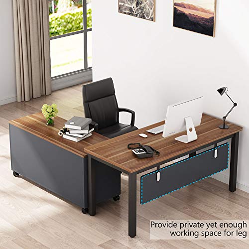 Tribesigns L-Shaped Computer Desk with Storage Drawers Cabinet Set, Large Executive Office Desk with Shelves, Industrial Business Furniture Workstation for Home Office