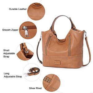 CLUCI Hobo Bags for Women Vegan Leather Purse Fashion Crossbody Shoulder Bags Top Handle Satchels Brown