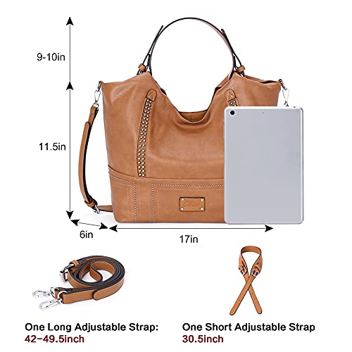 CLUCI Hobo Bags for Women Vegan Leather Purse Fashion Crossbody Shoulder Bags Top Handle Satchels Brown