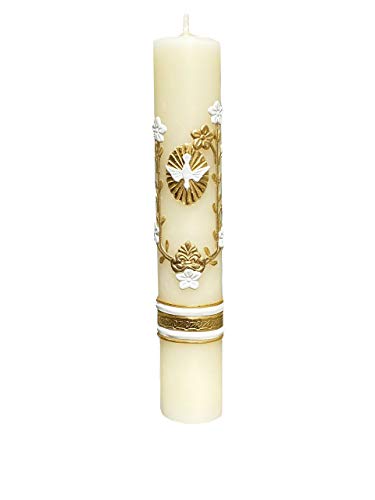 San Rafael Arcangel Baptism Candle or Velas para Bodas de Recuerdo - Candela para Bautizo Cirios Religiosos - Sirios Catolicos Prayer Candle with The Holy Spirit